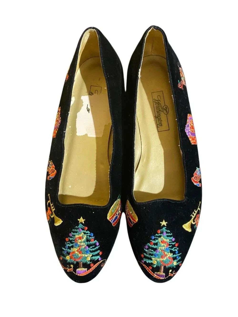 Worthington women’s black velvet Christmas embroidered loafers nine - Picture 2 of 6